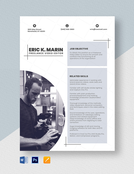 Freelance Video Editor Resume Template Word Apple Pages Psd Template Net