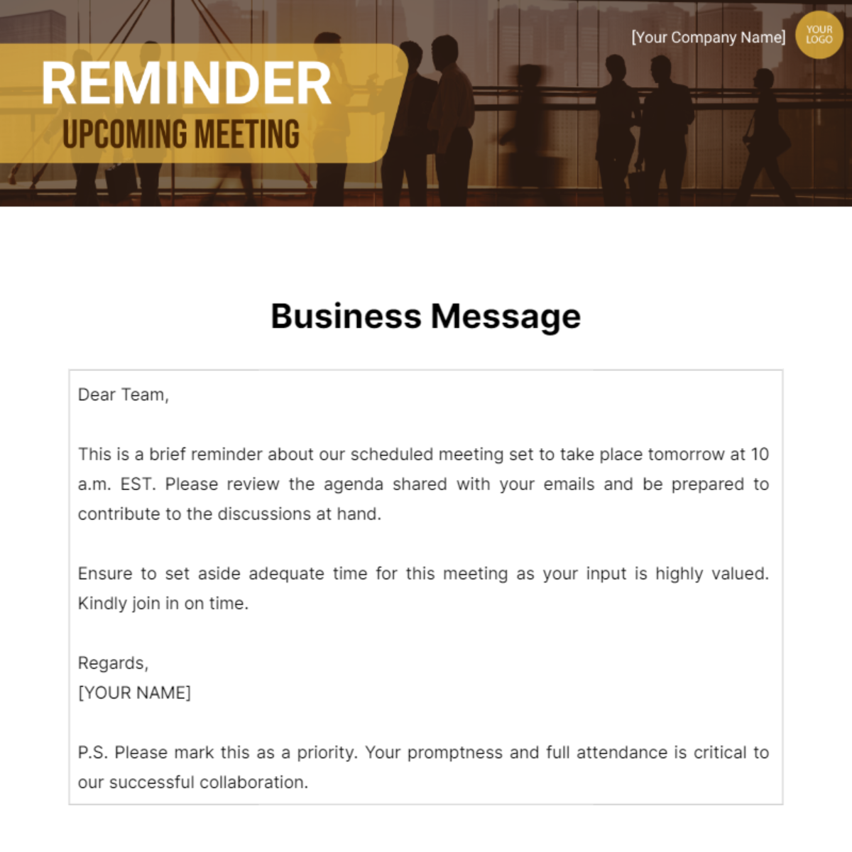 Business Message Template - Edit Online & Download