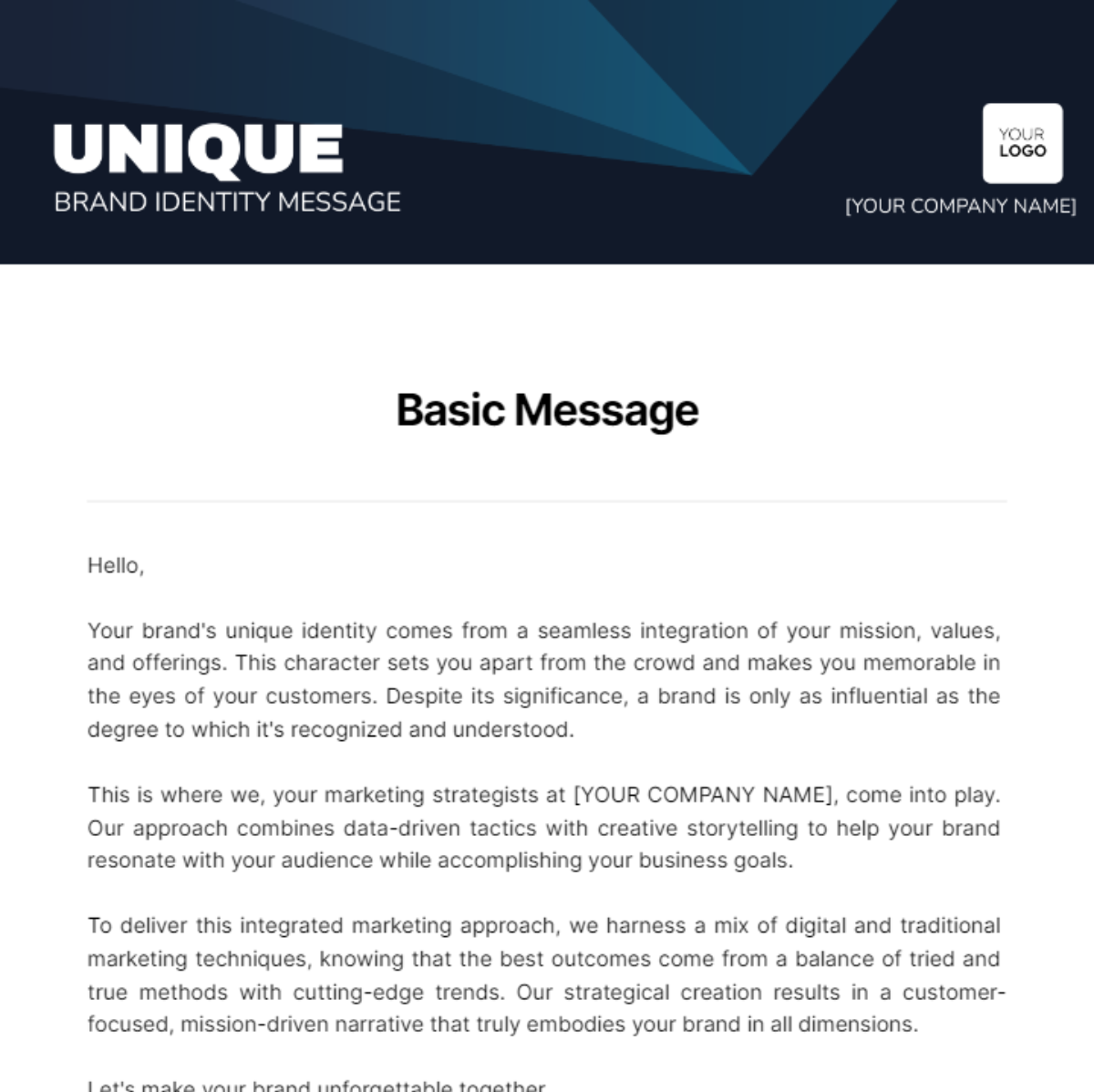 Basic Message Template - Edit Online & Download