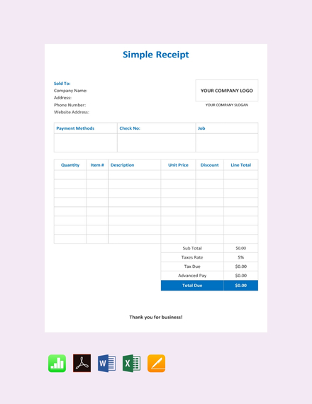 131 receipt excel templates free downloads template net