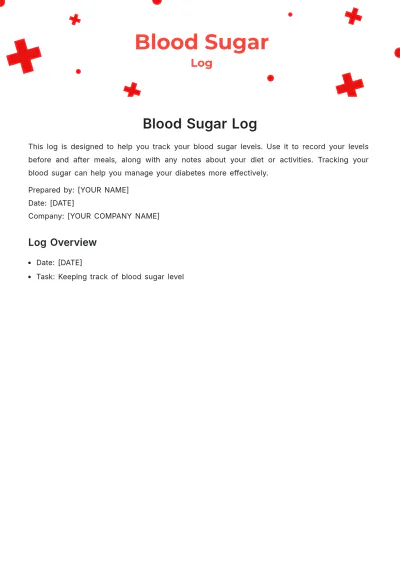 Free Blood Sugar Log Template to Edit Online