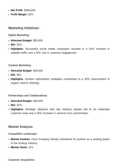 Free Marketing Quarterly Financial Report Template to Edit Online