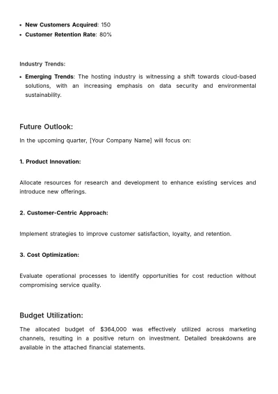 Free Marketing Quarterly Financial Report Template to Edit Online