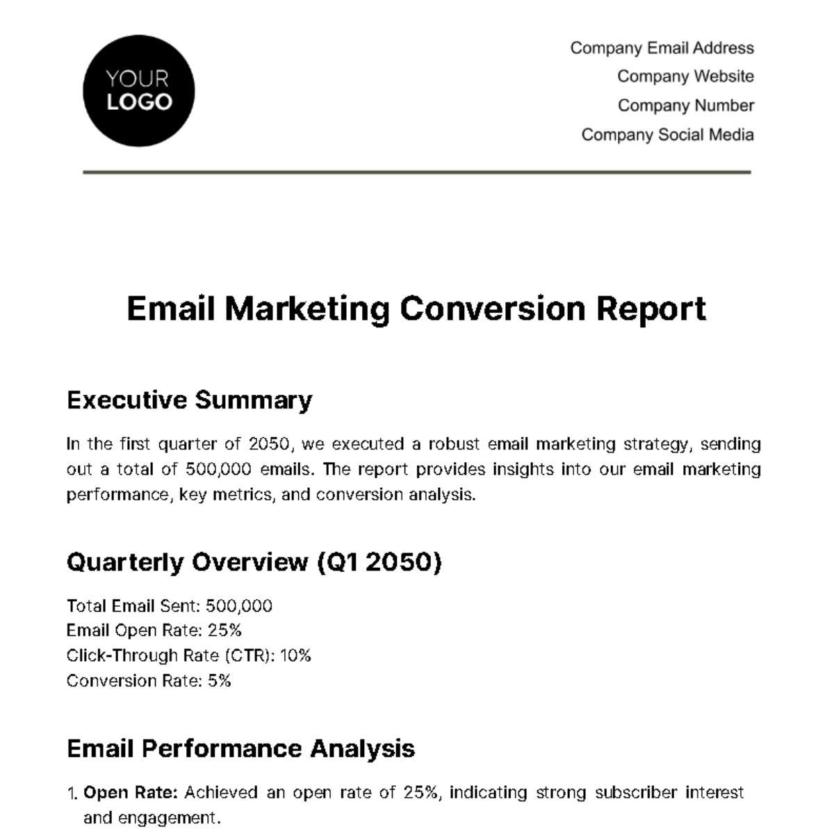 Free Email Marketing Conversion Report Template