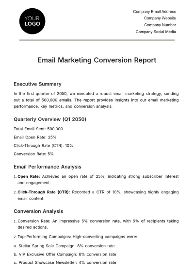 Free Email Marketing Conversion Report Template to Edit Online