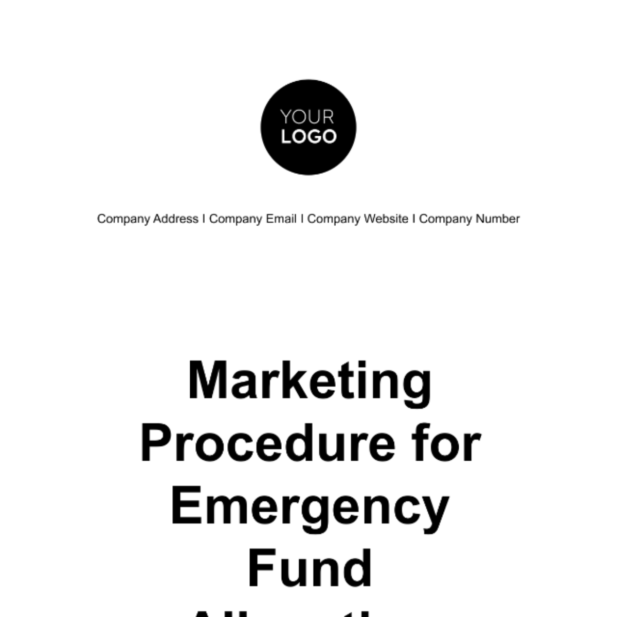 Marketing Procedure for Emergency Fund Allocation Template