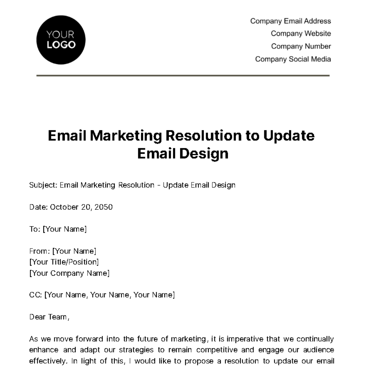 Email Marketing Resolution to Update Email Design Template
