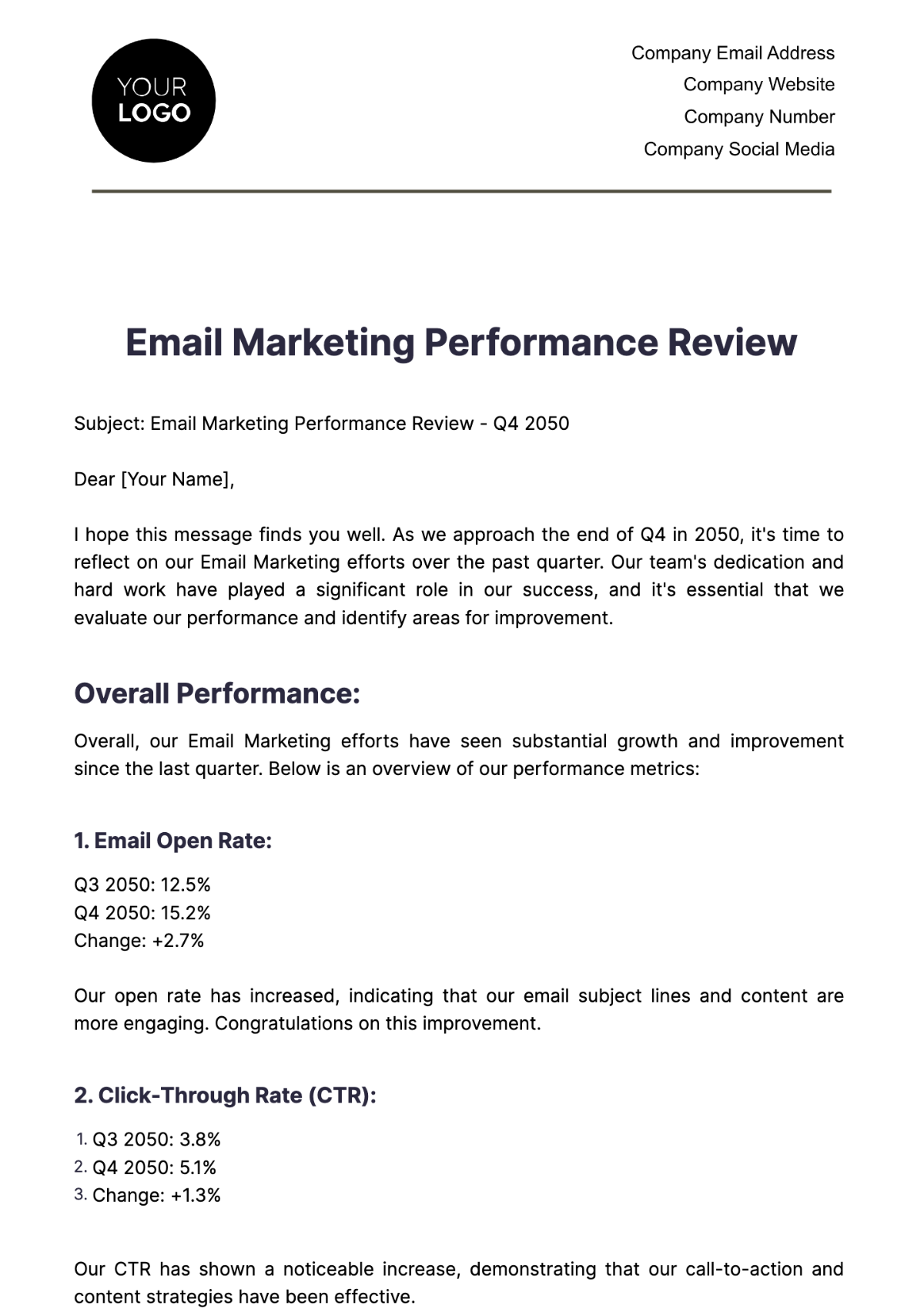 Email Marketing Performance Review Template