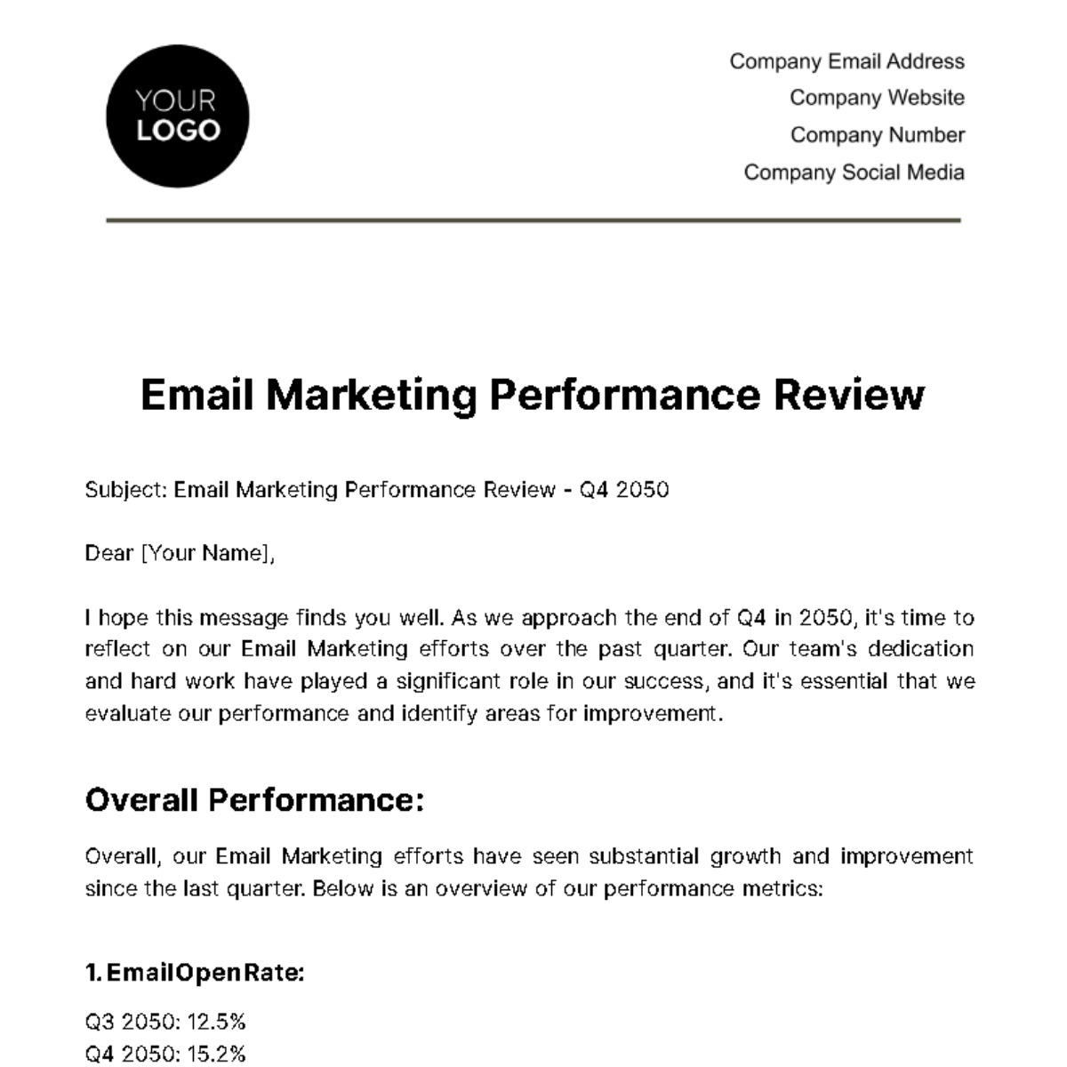 Email Marketing Performance Review Template