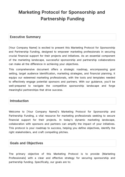 Free Marketing Protocol for Sponsorship and Partnership Funding Template to Edit Online