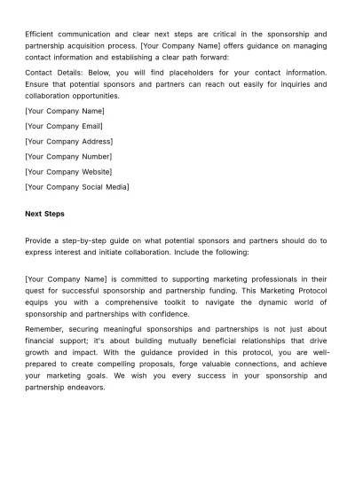 Free Marketing Protocol for Sponsorship and Partnership Funding Template to Edit Online