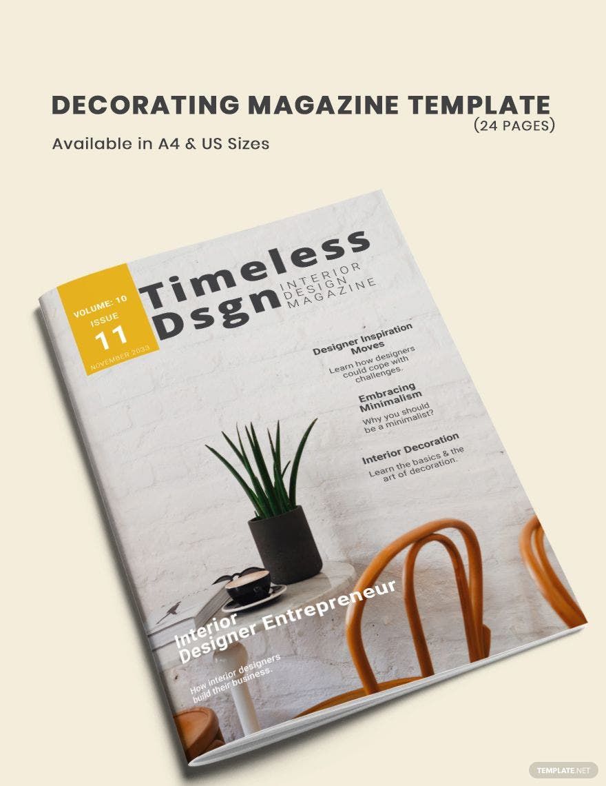 Decorating Magazine Template in Word, Apple Pages, Publisher, InDesign