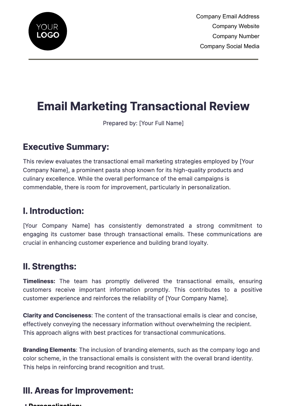 Email Marketing Transactional Review Template