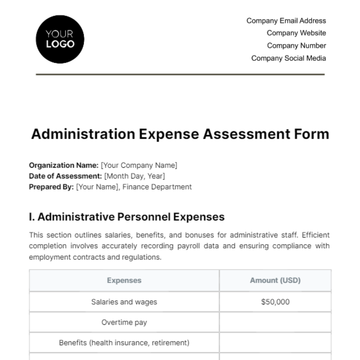 Administration Expense Assessment Form Template Edit Online administration-expense-assessment-form-template-edit-online