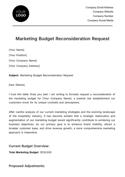 Free Marketing Budget Reconsideration Request Template to Edit Online