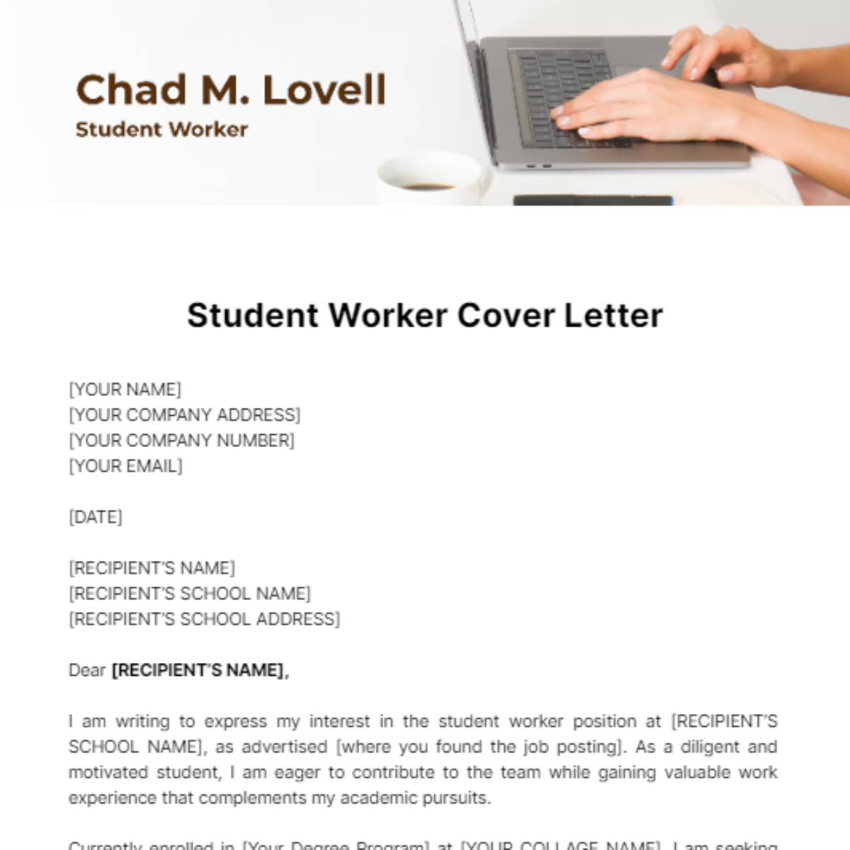 Student Worker Cover Letter Template