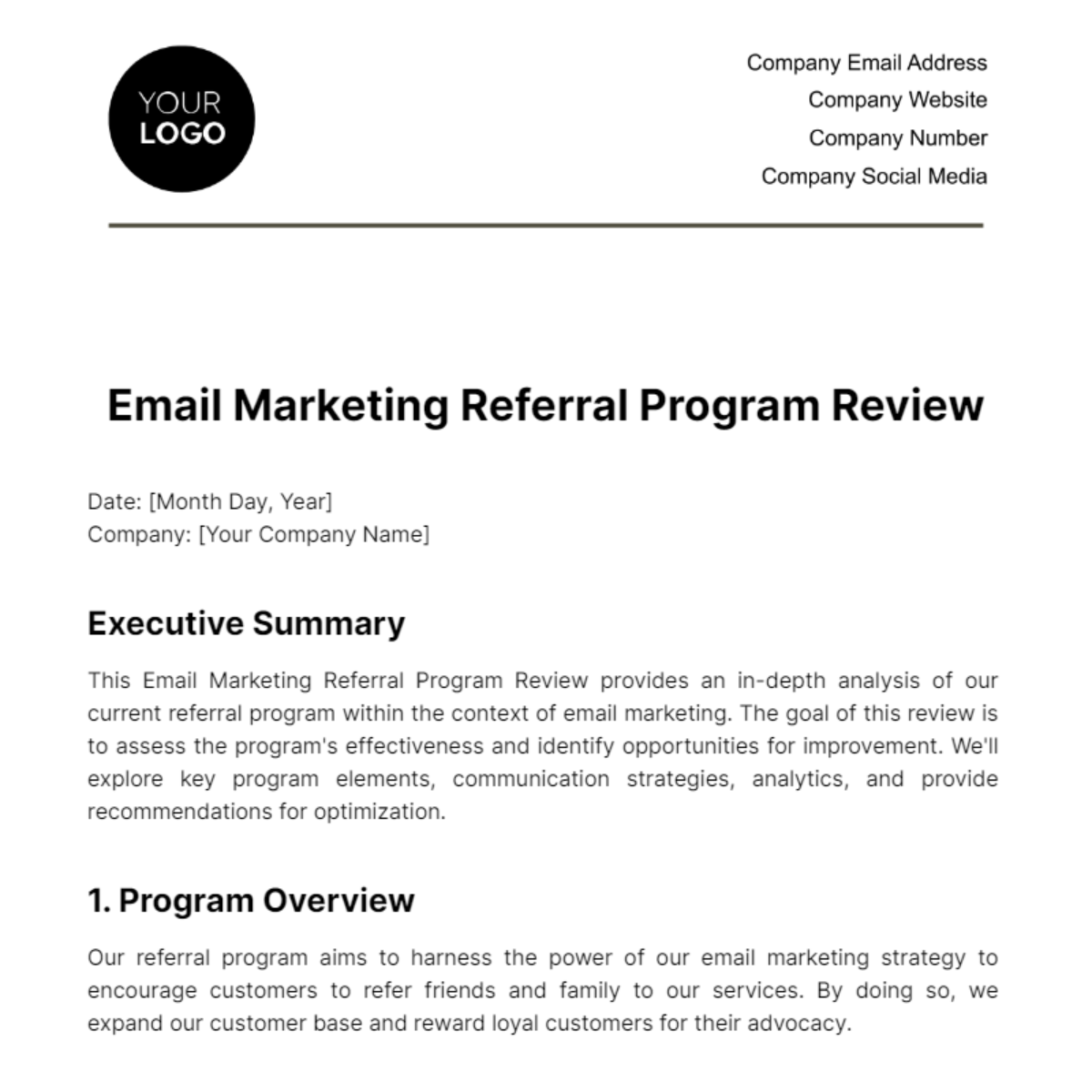 Free Email Marketing Referral Program Review Template