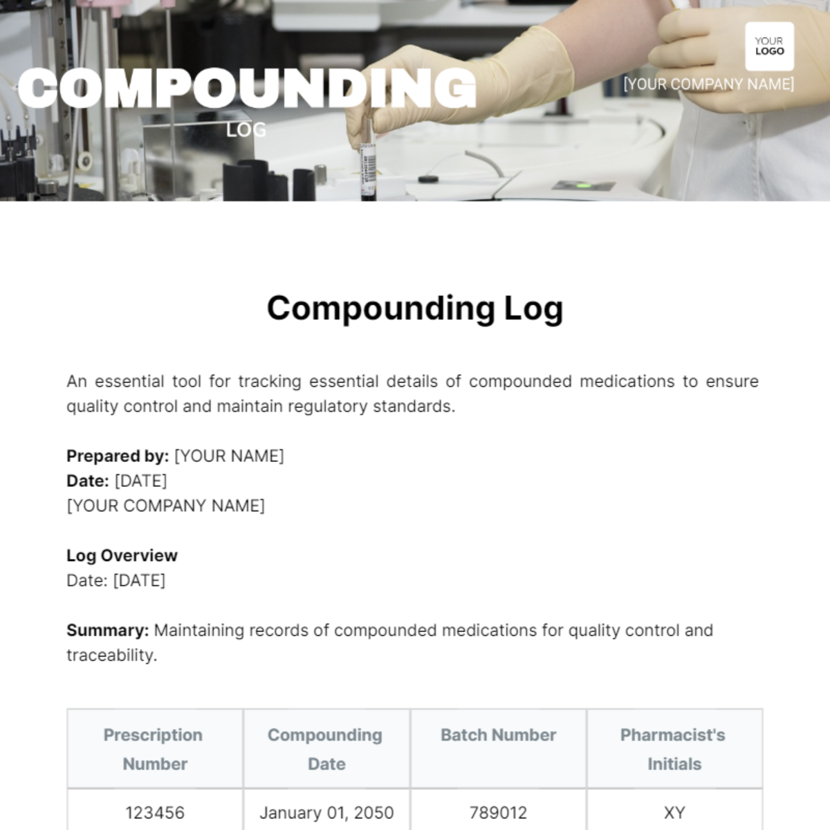 Compounding Log Template
