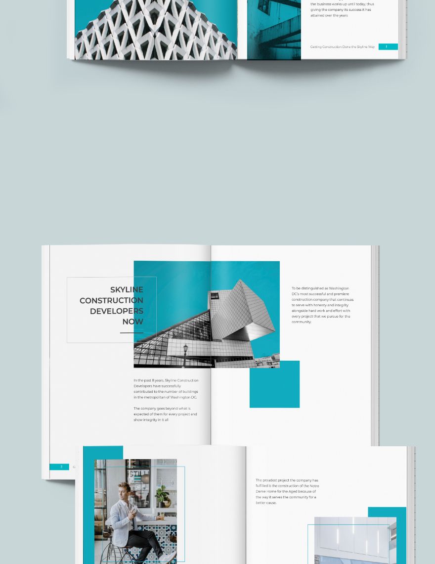 Construction Portfolio Template in InDesign MS Word Publisher Pages