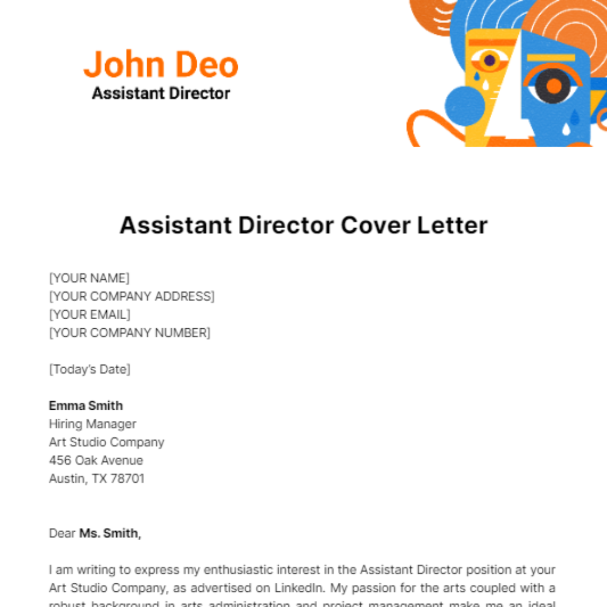 Assistant Director Cover Letter Template