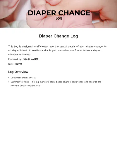 Free Diaper Change Log Template to Edit Online