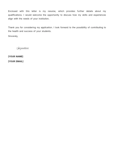 Free School Nurse Cover Letter to Edit Online