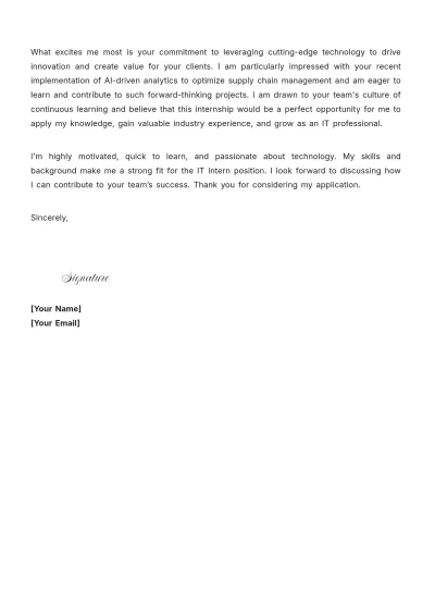 Free IT Intern Cover Letter Template to Edit Online