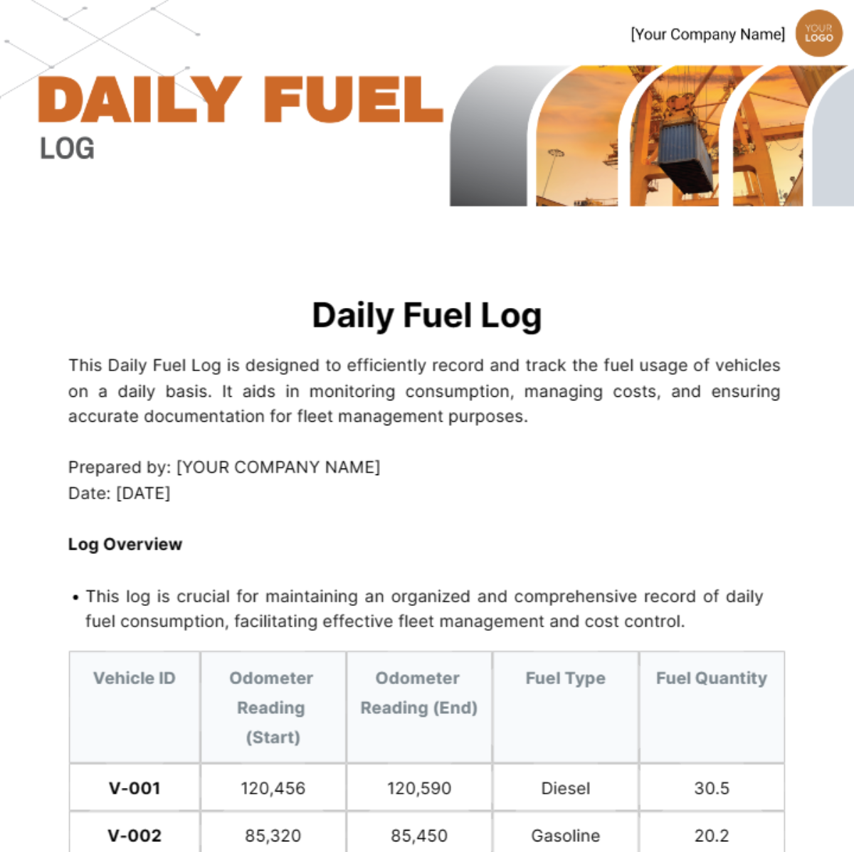 Daily Fuel Log Template