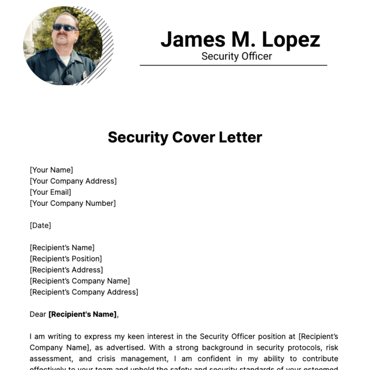 Security Cover Letter Template
