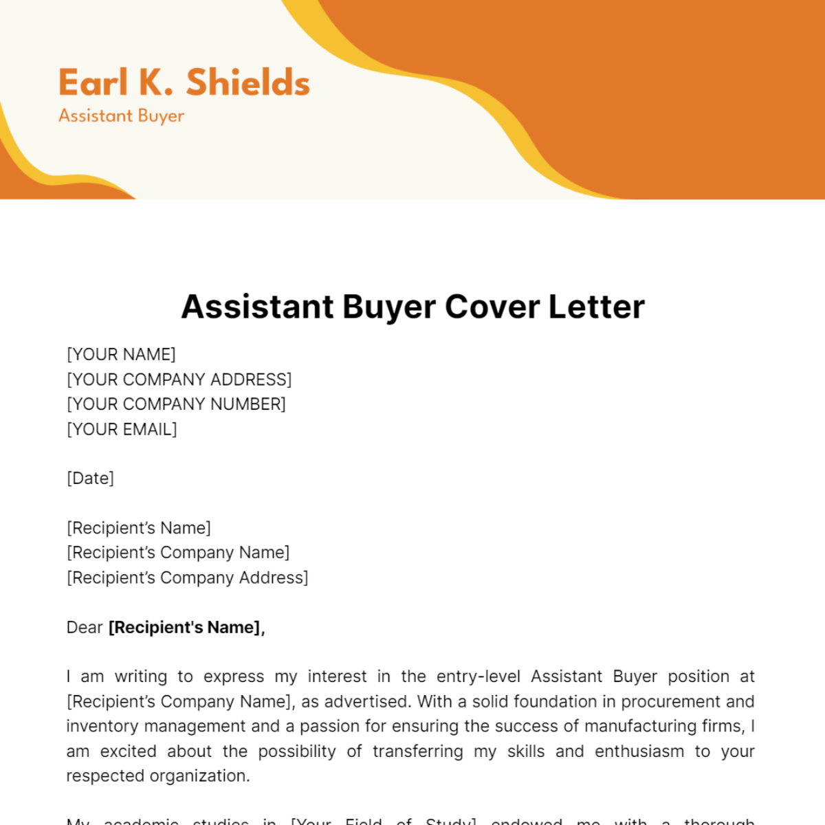 Assistant Buyer Cover Letter Template