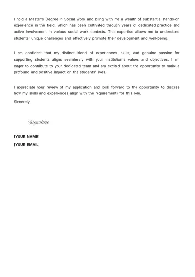 Free School Social Worker Cover Letter to Edit Online