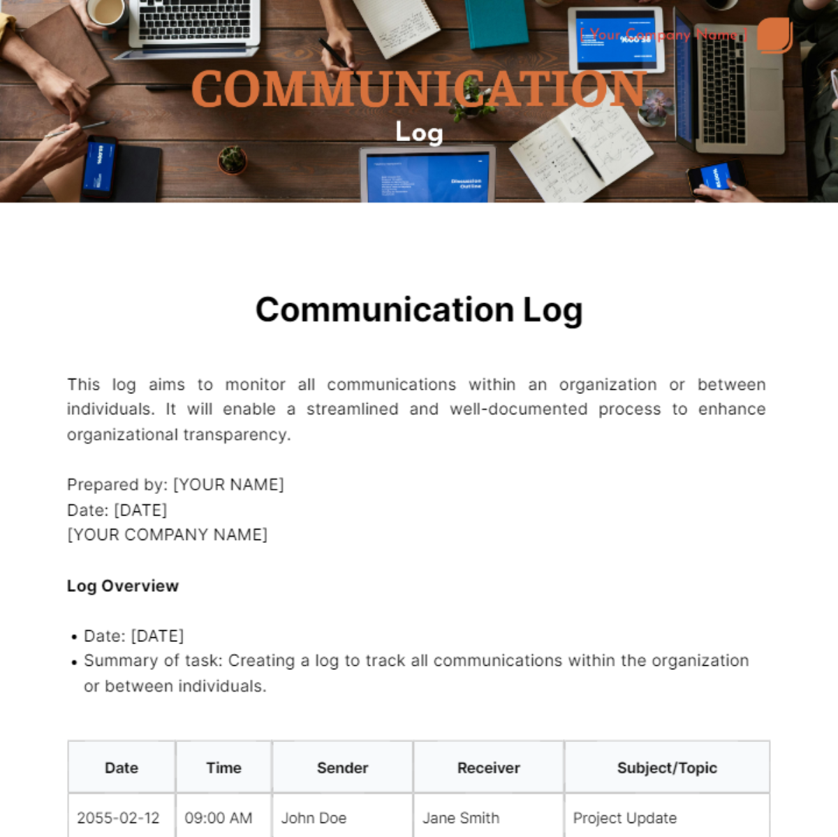 communication-log-template-edit-online-download-example-template