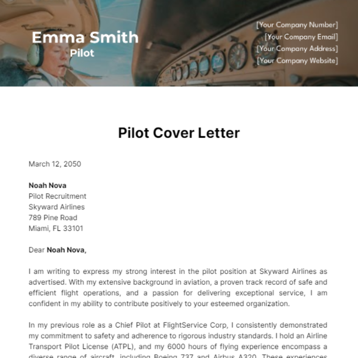Pilot Cover Letter Template