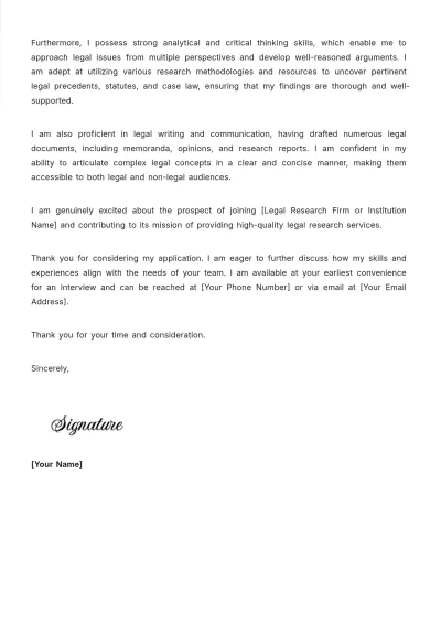 Free Researcher Cover Letter Template to Edit Online