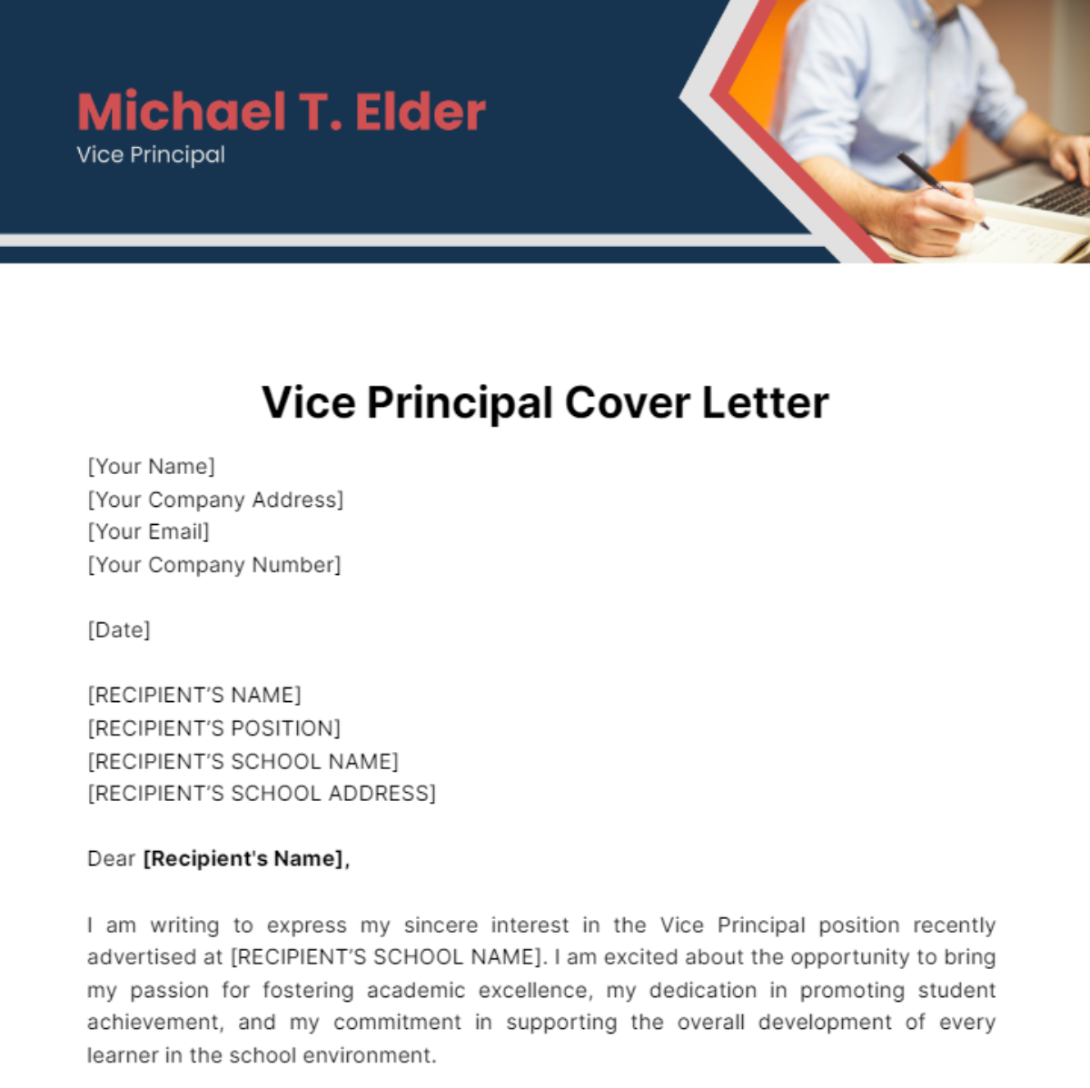 Vice Principal Cover Letter Template