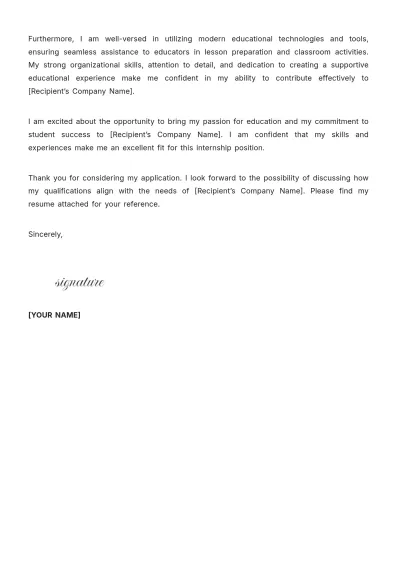 Free Teacher Aide Cover Letter Template to Edit Online