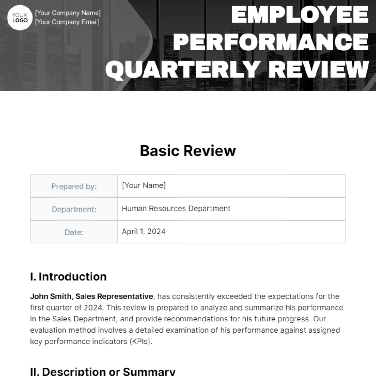 Basic Review Template - Edit Online & Download