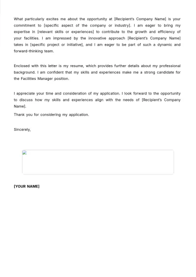 Free Facilities Manager Cover Letter Template to Edit Online