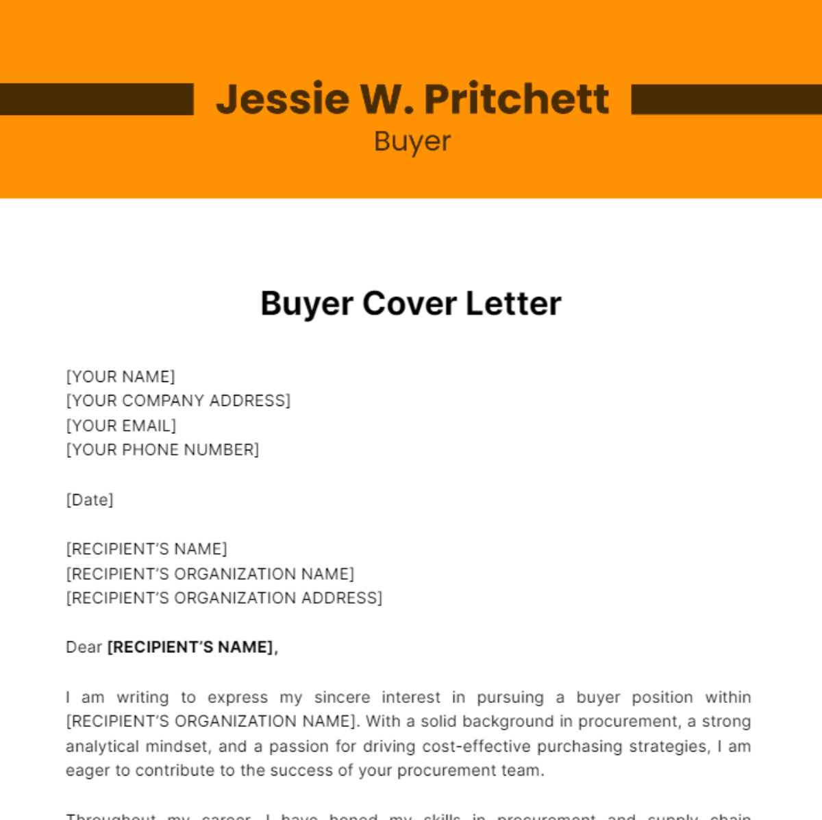 Buyer Cover Letter Template
