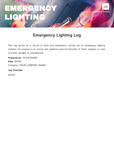 Free Emergency Lighting Log Template to Edit Online