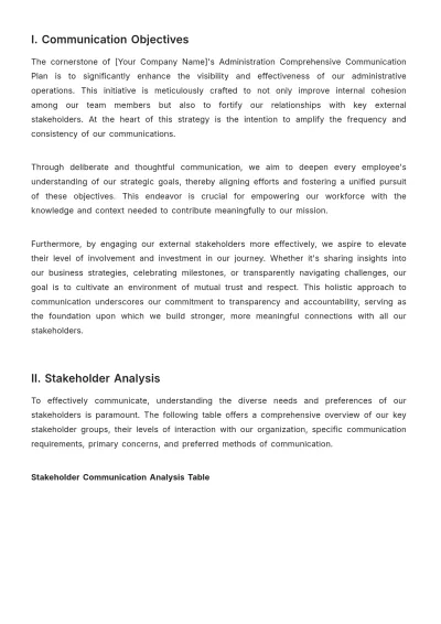 Free Administration Comprehensive Communication Plan Template to Edit Online