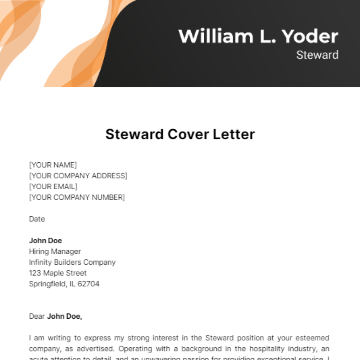 Steward Cover Letter Template