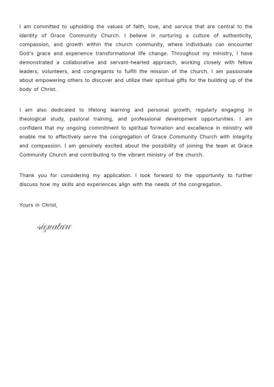 Free Pastor Cover Letter Template to Edit Online