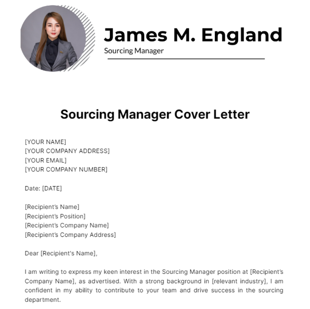 Sourcing Manager Cover Letter Template