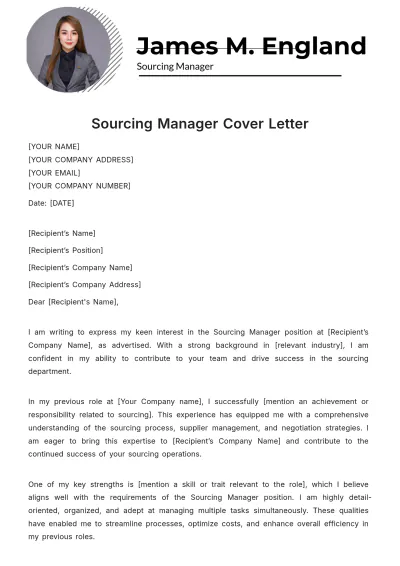 Free Sourcing Manager Cover Letter Template to Edit Online