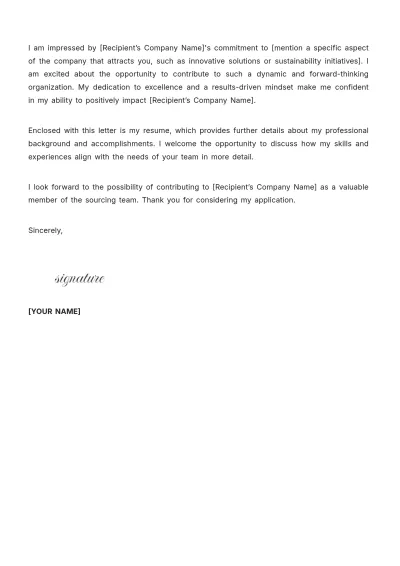 Free Sourcing Manager Cover Letter Template to Edit Online
