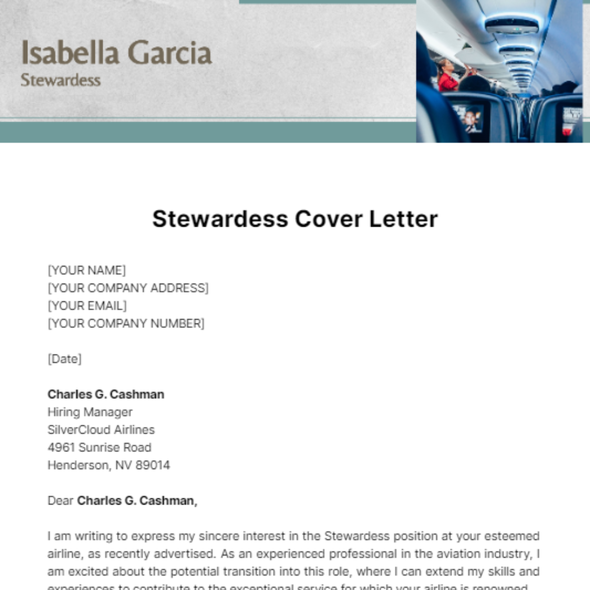 Stewardess Cover Letter Template