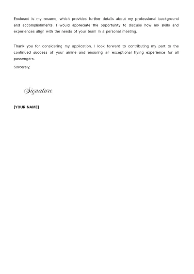 Free Stewardess Cover Letter Template to Edit Online