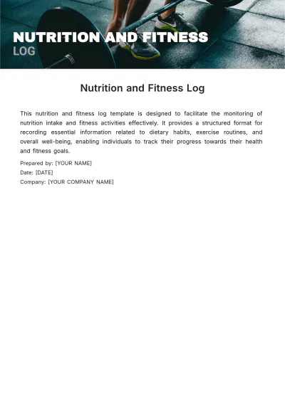 Free Nutrition and Fitness Log Template to Edit Online
