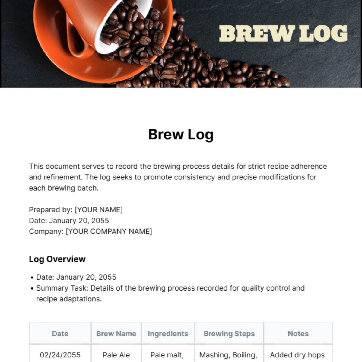 Brew Log Template